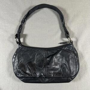 Shoulder Bag Black Leather Y2K Vintage